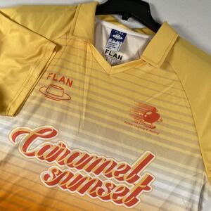 FLAN Labs Caramel Sunset‎ Brooklyn 11 Jersey Style Polo Shirt Men's Size L